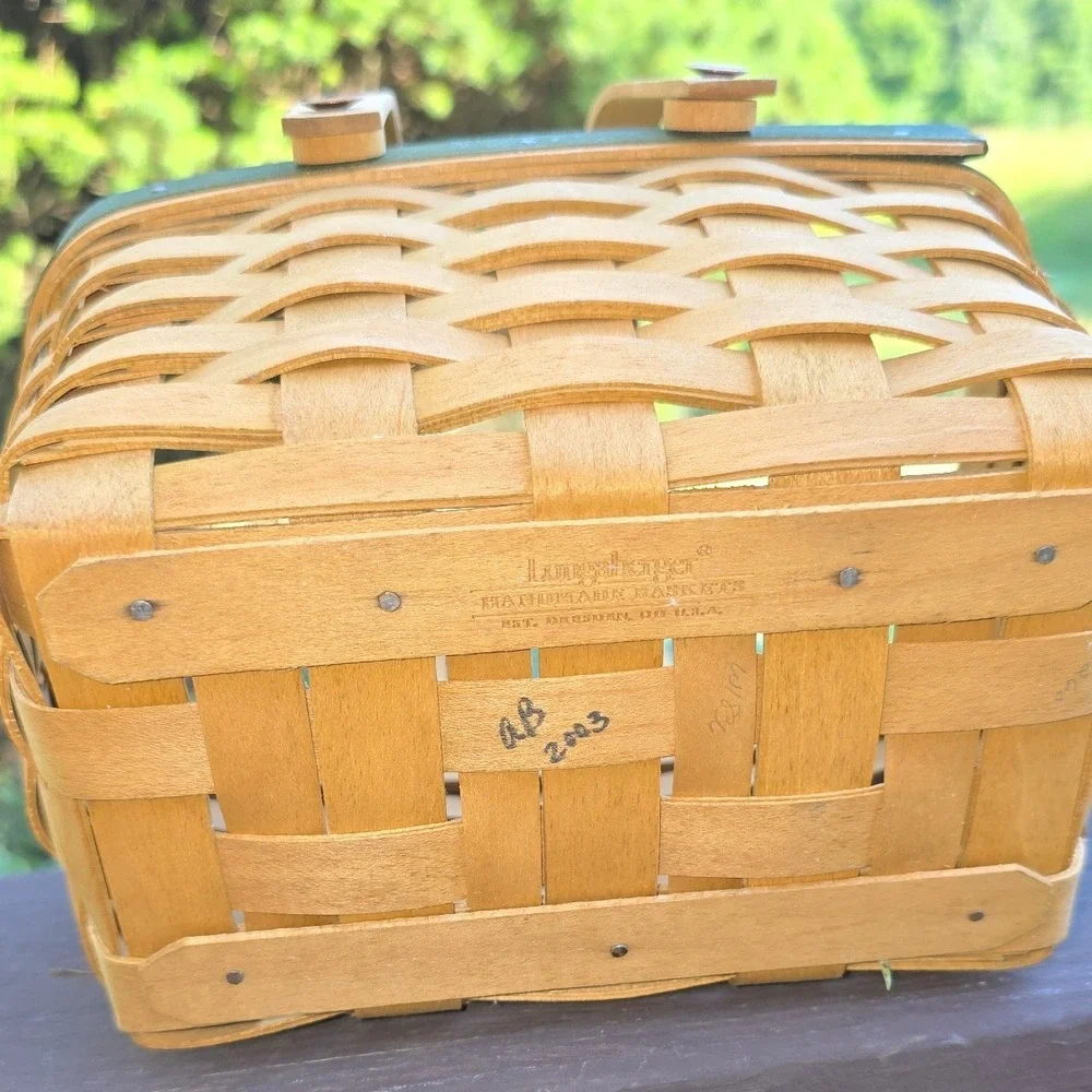 Longaberger 2003 Happy Holidays Little Market Basket Woven Double Handle Green